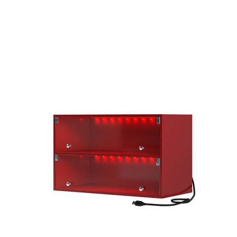 ZUN Red Glass Door Shoe Box Shoe Storage Cabinet For Sneakers With RGB Led Light （single） 44402461