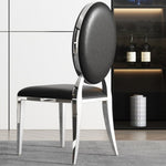 ZUN Leatherette Dining Chair Set of 2, Oval Backrest Design and Stainless Steel Legs 60238339