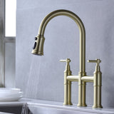 ZUN Pull Down Double Handle Kitchen Faucet 06296080