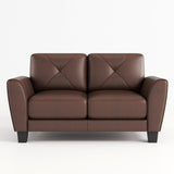 62" Genuine Leather match loveseat Living room coach Transitional sofa - Honey Brown W1896P175681