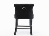 Contemporary Velvet Upholstered Barstools with Button Tufted Decoration and Wooden Legs, and Chrome W1143P177253