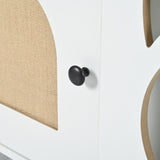 Furniture Style Cat Cabinet Cream white Cat litter box With Sisal scratching door Cat friendly N843P252373C