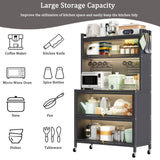 64" Kitchen Pantry Storage Cabinet, 5 Tier Metal Storage Cabinet with Wheels, Transparent Flap Door W3204P300624
