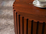 Round Wood Coffee Table for Living Room for Small Space Apartment and No Need Assembly W3081P255018