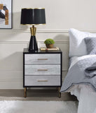 3 Drawers Particleboard Nightstand, Black, Silver and Gold B016P257162