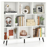 10 Cube Bookcase 3-Tier Modern Storage Organizer with 5 Metal Legs Bookshelves 54672189