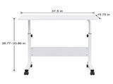Rolling Laptop Table, Height Adjustable, Removable Design, Wheels and Baffle Panel, White, Large, 90334480