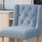 ZUN Vienna Contemporary Fabric Tufted Wingback 31 Inch Counter Stools, Set of 2, Light Blue and Natural 64854.00LBLU