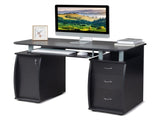 115* 55*74cm 15mm MDF Portable 1pc Door with 3pcs Drawers Computer Desk Black 76034745