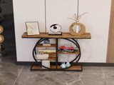 41.3 Inch Industrial Console Table for Entryway, Narrow Sofa Table with Storage Shelves & Circle W3101P460015