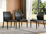 Set of 3 Black Dining Chairs, 37 inches High Ergonomic PU Backrest, Combines Comfort and W1151P442911