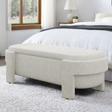 Linen Fabric Upholstered Bench with Large Storage Space for the Living Room, Entryway and W487P271463