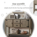 48'' Solid Wood Sideboard Console Table with 2 Drawers and Cabinets and Bottom Shelf, Retro Style W120270248
