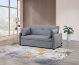 Radella 69"W Gray Linen Convertible Sleeper Sofa with USB Ports, Power Sockets, Pockets, Pillows, B061P296420
