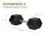 30LB HDRS Rubber Coated Solid Cast Iron Dumbbell with Contoured Chrome Handle, Hexagon 56723902