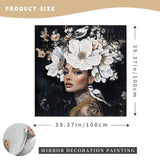 Floral Woman Canvas Wall Art Black and White Bird Tattoo Portrait Modern Aesthetic Artwork for W3374P322231