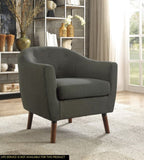 Gray Fabric Upholstered Accent Chair 1pc Espresso Finish Legs Button Tufted Solid Wood Furniture B011P182505