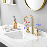 Widespread Bathroom Faucet 3 Hole 2 Handle Vanity Sink Faucet, Brushed Golden W122458064