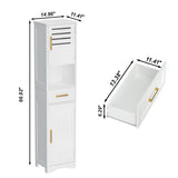 Tall Bathroom Floor Cabinet,Narrow Slim Freestanding Cabinet with 1 Drawer and 2 Doors T3210P293446