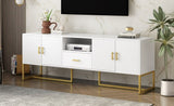 ZUN U-Can Modern TV Stand for TV up to 70 Inches,TV Cabinet with 1 Drawer, 2 Cabinets and Metal Legs, N724P198473K