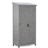Outdoor Storage Cabinet Metal Top,Garden Storage Shed,Outdoor 68 Inches Wood Tall Shed for Yard 51674393