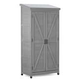 ZUN Outdoor Storage Cabinet Metal Top,Garden Storage Shed,Outdoor 68 Inches Wood Tall Shed for Yard W1390121823