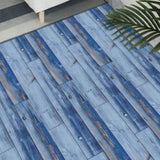 40 Pcs Blue Wood Grain Flooring, Peel Stick Floor Tile, PVC Self-Adhesive DIY Flooring Removable 02112486