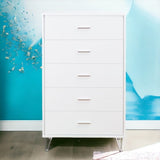 White 5-Drawer Chest with Single Handles B062P209028