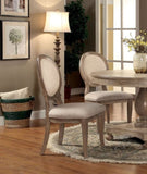 ZUN Transitional Rustic Oak and Beige Side Chairs Set of 2 Chairs Dining Room Furniture Padded fabric B011109808