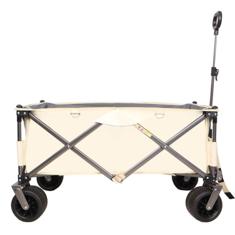 ZUN Folding Wagon, Heavy Duty Utility Beach Wagon Cart for Sand with Big Wheels, Adjustable Handle&Drink 82806918