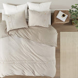3 Piece Organic Cotton Oversized Duvet Cover Set Natural King/Cal King B035129096