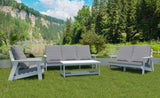 HIPS Loveseat with Cushion, Wood Grain Outdoor Garden Sofa,White/Grey W1209114906