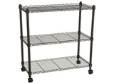 3-Layer Plastic Coated Iron Shelf with 1.5" Plastic Wheels 350*600*850 Black 03624024