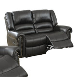 Plush Relax 1pc Manual Motion Loveseat Black Color Bonded Leather 2-Seat Couch Armrest Cushion B011P205579