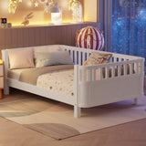 Twin Size Wood Platform Bed for Kids, Wood Low Profile Twin Bed with Rails for Girls and Boys, W2593P190148