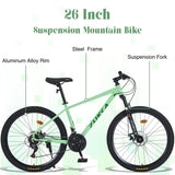 ZUN Mountain Bike for Men and Women 26 inch 24 Speed Suspension Fork KENDA Tires W1019P187579