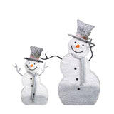 Set of 2 Lighted Snowman with Top Hat Christmas Decorations, Pre-lit 2D Holiday Decor with 80 Warm 25364656
