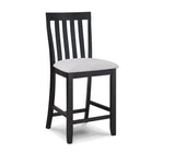 ZUN 2pc Black/Light Gray Counter Height Chair Slat Back Wooden Dining Room Furniture B011P257337