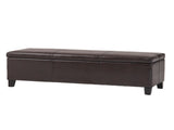 Upholstered PU Leather Storage Ottoman, Solid Wooden Legs N757P414088O