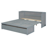 Queen Size Murphy Bed with USB Port and a Large Drawer, Gray N708P205905E