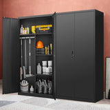 ZUN Metal Wardrobe Cabinet with Hanging Rod and Lock,black Armoire Wardrobe Closet,Clothing Locker W1247P221096