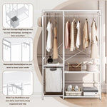 ZUN Portable Wardrobe Clothes Rack, Freestanding Clothing Rack with Bottom Mesh Storage Rack, 37325947