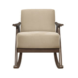Modern Home Furniture 1pc Rocking Chair Light Brown Fabric Upholstered Dark Walnut Finish Wood B011P255255