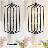 8-Light Farmhouse Kitchen Chandeliers, Matte Black and Sliver Vintage Rustic Cage Light Fixture W1592P210020