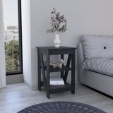 3-Tier End Table/Nightstand, Side Table for Small Space, Black B097P199750