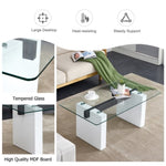 ZUN Modern minimalist transparent tempered glass coffee table , paired with white MDF decorative W1151P152768