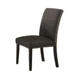 ZUN Dining Room Chairs Ash Black Polyfiber Nail heads Parson Style Set of 2 Side Chairs Dining Room B01153265