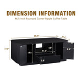 46.5"modern luxury oval coffee table with drawers and storage compartments, curved contour design, W1162P339119