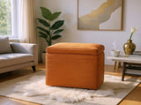 Orange Corduroy Storage Ottoman with Rubber Feet Compact Soft Cube Seat, 424244cm 31608357