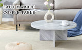 A Multi-style Decor Friendly MDF White Round Coffee Table, Featuring Modern Minimalism and Nordic W3226P278924
